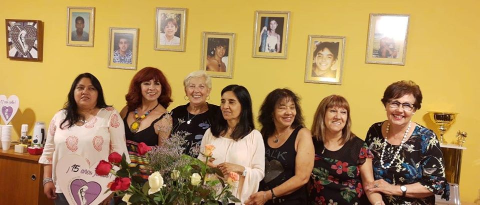 Elvira Torres, Elsa Gómez, Matías Bagnato, Marta Canillas, Silvia Irigaray, Nora Iglesias, Isabel Yaconis y Viviam Perrone, de la Asociación Civil Madres del Dolor (2018).
